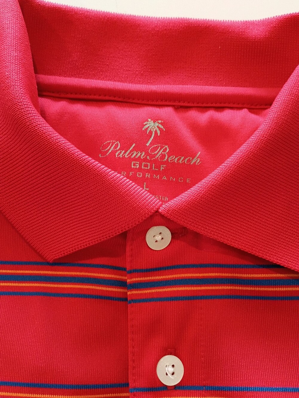 Palm Beach Golf Red Striped Performance Polo . Smoke And pet Free Home.